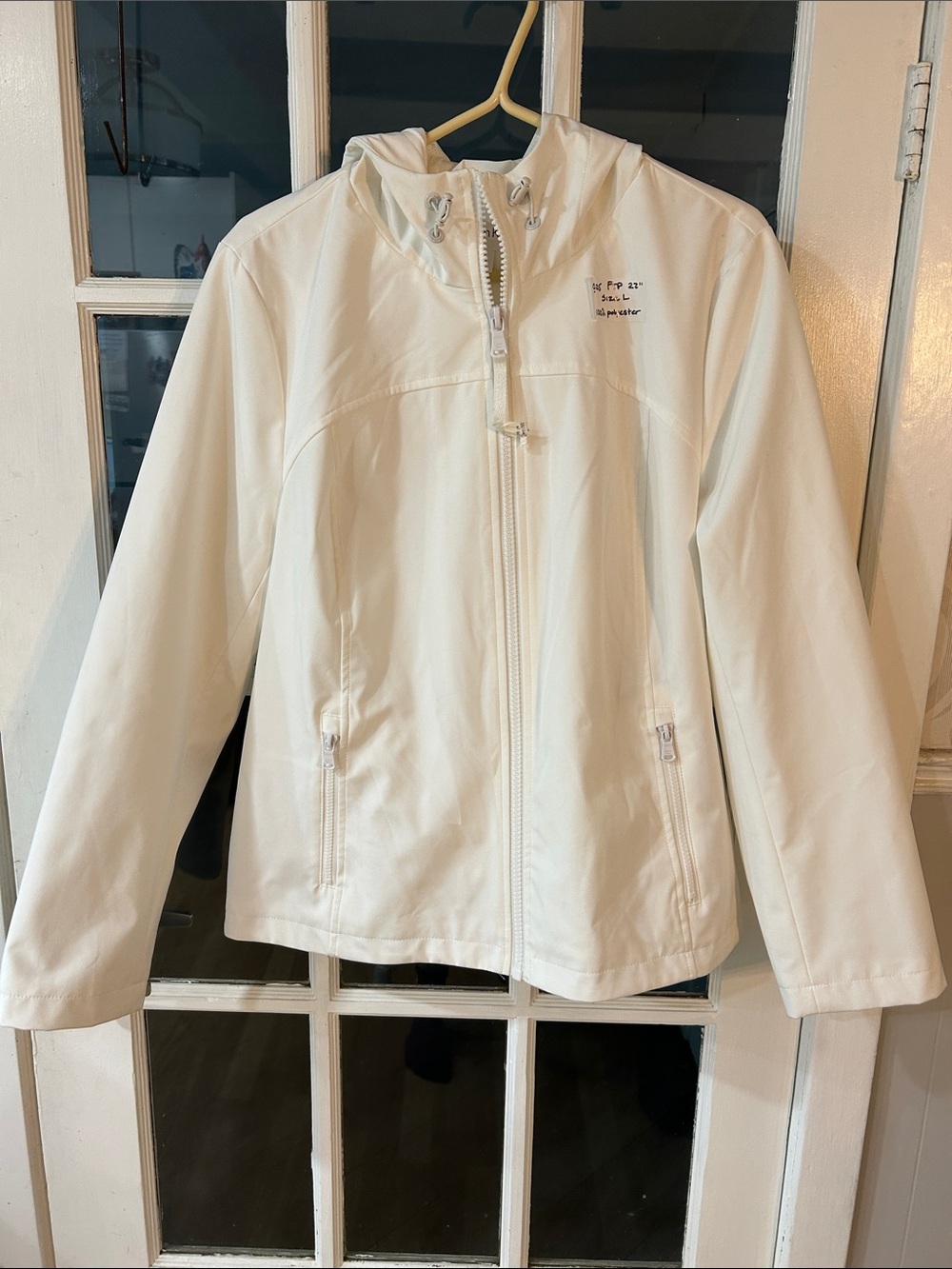 O25. Calvin Klein Cream Hooded Utility Softshell Jacket